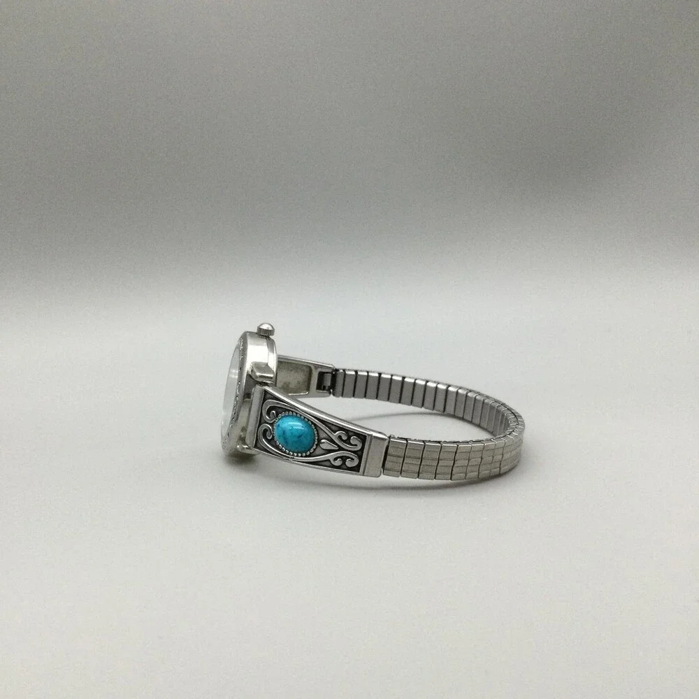 Accutime Southwest Womens Watch 25mm Silver Tone Expansion Bracelet New Battery